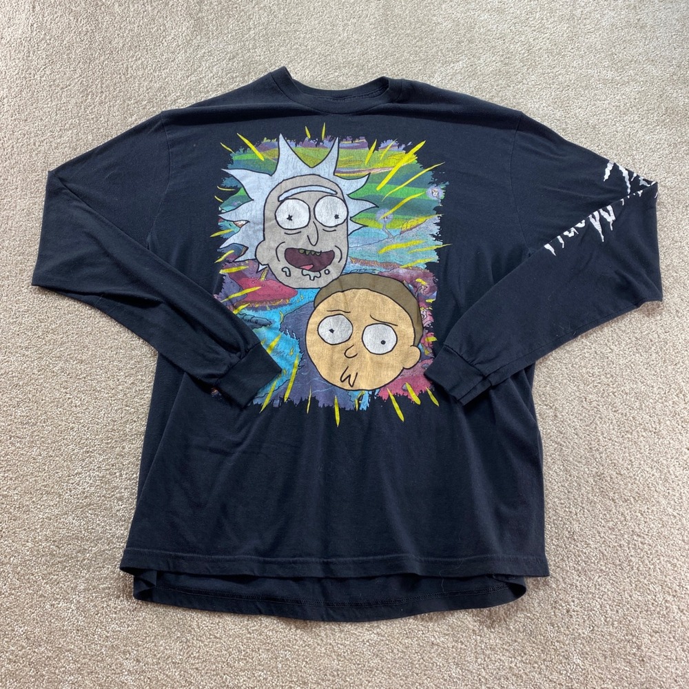 Ripple Junction Rick and Morty Shirt Mens XL Black Long Sleeve Graphic‎ Tee